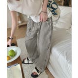 ブラック | ストライプセミワイドパンツ ハイウエスト | Miniministore