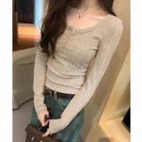 ベージュ | ヘンリーネックリブカットソー ニットソー | Miniministore