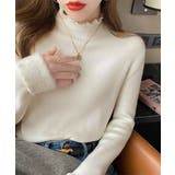アイボリー | 裏起毛ハイネックニットトップスレディース | Miniministore