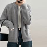 グレー | ニットカーディガン ジップアップアウター | Miniministore