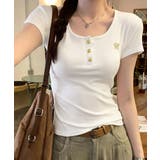 ホワイト | ヘンリーネック 半袖Tシャツワンポイント | Miniministore