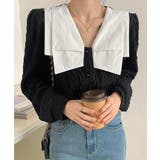 ブラック | ビッグカラー ワッシャーブラウス 韓国風 | Miniministore