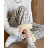 ブルー | 裏起毛チェック柄パンツ 裏ボアパンツ防寒 | SUNSHINE CLOSET