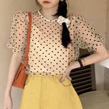 ベージュ | ドット柄 シアーブラウス レディース | Miniministore