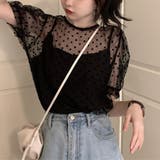 ブラック | ドット柄 シアーブラウス レディース | Miniministore