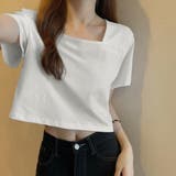ホワイト | ショート丈Tシャツ レディース 半袖韓国 | ANGELCLOSET