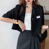 ブラック | ショート丈テーラードジャケット軽アウター | Miniministore