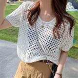 ホワイト | メッシュサマーニット レディース半袖夏服 | Miniministore