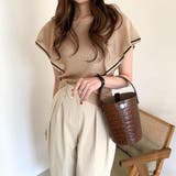 ダークベージュ | ラッフルスリーブ サマーニット 韓国夏服 | ANGELCLOSET