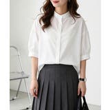 ホワイト（無地） | ボリュームスリーブシャツブラウス半袖春夏 | Miniministore