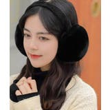 ブラック | 折り畳み耳あて レディースイヤーマフラー | Miniministore
