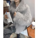 グレー | ふわふわフェイクファージャケットビッグ襟 | Miniministore