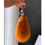 オレンジ | カラフル もこもこファーキーホルダー 可愛いバッグアクセサリー | SUNSHINE CLOSET