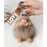 ベージュ | 韓国風 ふわふわドールチャーム ぬいぐるみチャーム | SUNSHINE CLOSET