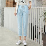 薄ブルー | 綿麻パンツ ストレートパンツ レディース | ANGELCLOSET
