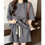 ダークグレー | ワンポイントロゴTシャツセットアップ夏服 | Miniministore