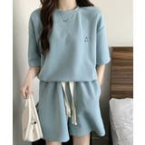 ライトブルー | ワンポイントロゴTシャツセットアップ夏服 | Miniministore