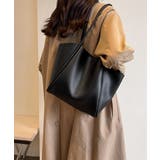 ブラック | ポーチ付きトートバッグレディース肩掛け鞄 | Miniministore