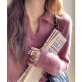 パープル | スキッパーニット韓国風リブニットトップス | Miniministore