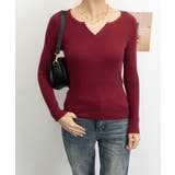 Vネック ニットトップス 長袖ニットソー | Miniministore | 詳細画像25 