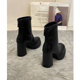 厚底ストレッチブーツ太ヒールブーティ美脚 | Miniministore | 詳細画像25