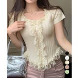 レースフリルニットトップスショート丈夏服 | Miniministore | 詳細画像1