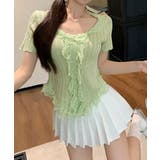 レースフリルニットトップスショート丈夏服 | Miniministore | 詳細画像15