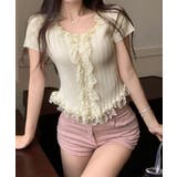レースフリルニットトップスショート丈夏服 | Miniministore | 詳細画像2