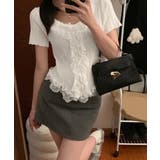 レースフリルニットトップスショート丈夏服 | Miniministore | 詳細画像7