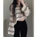 透かし編み ニットトップス ボーダー夏服 | Miniministore | 詳細画像7 