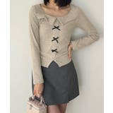 リボンニットトップス スクエアネック秋服 | Miniministore | 詳細画像25
