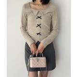リボンニットトップス スクエアネック秋服 | Miniministore | 詳細画像27
