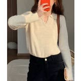 スキッパーニット韓国風リブニットトップス | Miniministore | 詳細画像3 