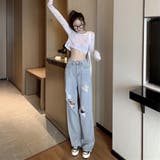 ワイド デニムパンツ ダメージジーンズ | Miniministore | 詳細画像10