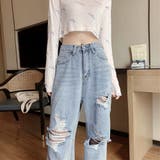 ワイド デニムパンツ ダメージジーンズ | Miniministore | 詳細画像9