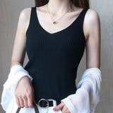 ブラック | タンクトップ Vネック サマーニット | ANGELCLOSET