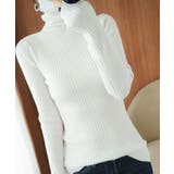 ホワイト | ニットトップス ハイネック 指穴デザイン | Miniministore