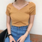 キツネ色 | サマーニット Vネック カットソートップス | Miniministore