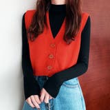 レッド | ニットベスト 前開き Vネックトップス | Miniministore