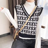 ブラック | ニットベスト Vネック トップス 黒 | Miniministore