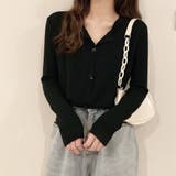 ブラック | ニットカーディガン リブニット 羽織り | Miniministore