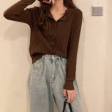 ブラウン | ニットカーディガン リブニット 羽織り | Miniministore