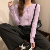 ラベンダー | ニットカーディガン リブニット 羽織り | Miniministore