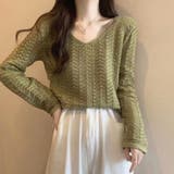 イエローグリーン | 透かし編みニット メッシュニット 春秋冬 | Miniministore