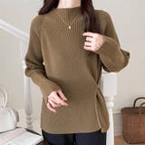 ブラウン | ニットトップス スリット入り 春秋冬 | Miniministore