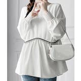 ホワイト | シャツブラウス 異素材 トップス 長袖 | Miniministore