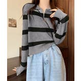 ダークグレー | ニットトップス ハーフジップ 襟付き | SUNSHINE CLOSET