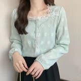 ミントグリーン | シャツブラウス レース切り替え 春秋 | Miniministore
