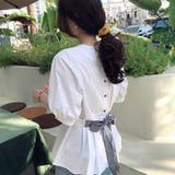 ホワイト | シャツブラウス ハイウエスト リボンベルト | Miniministore