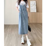 サックスブルー | サロペット デニムワンピース 体型カバー | Miniministore